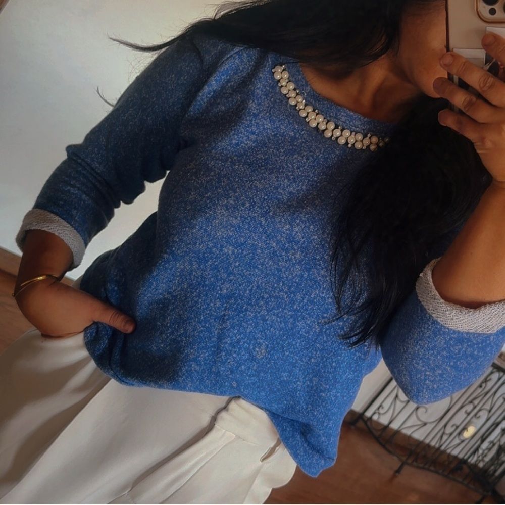 Blue and pearl sweater